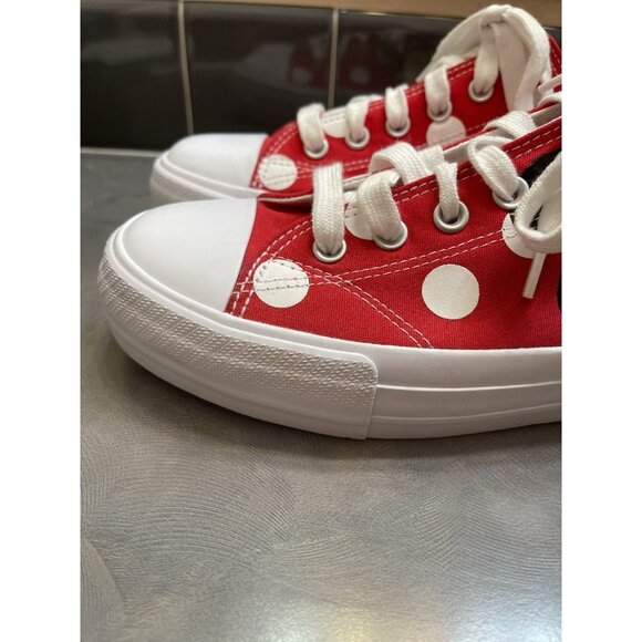 Disney Minnie Mouse Shoes Womens Size 11 Red White Polka Dot Canvas Converse Sty - Picture 5 of 13